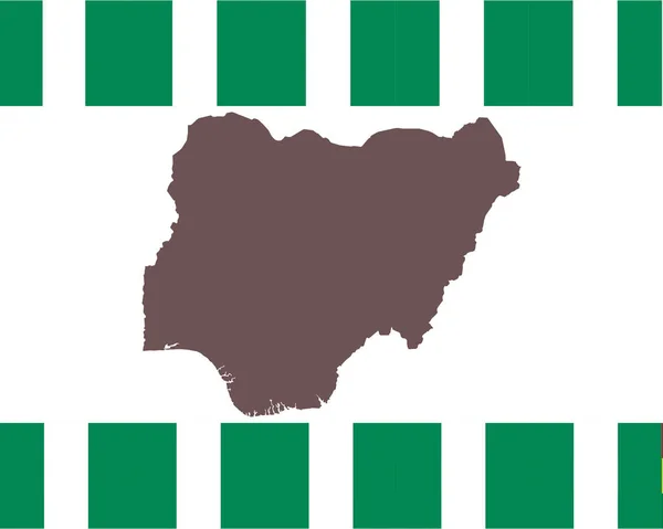 Mapa de Nigeria en el fondo con la bandera — Archivo Imágenes Vectoriales