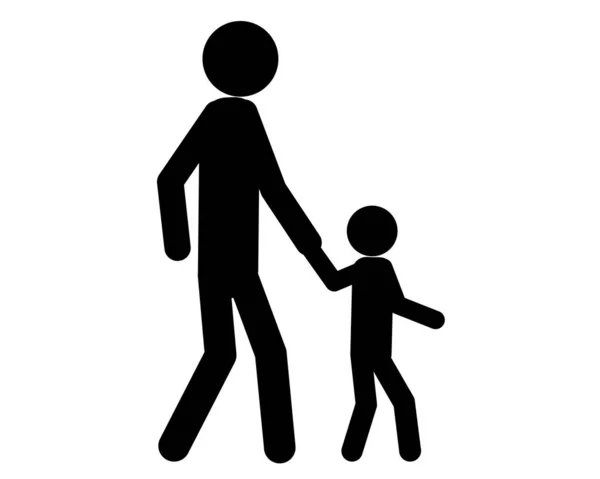 Hombre y niño yendo a caminar de la mano — Vector de stock