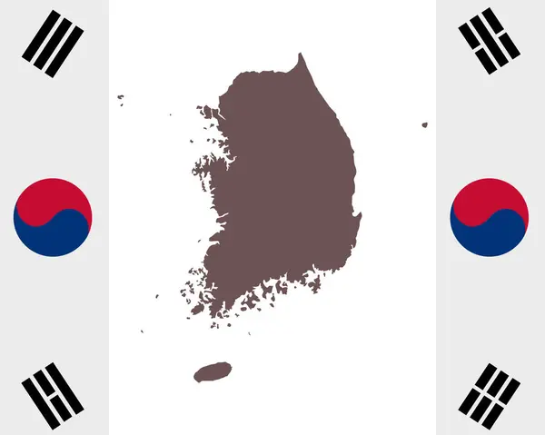 Arka planda bayrak taşıyan Güney Kore haritası — Stok Vektör