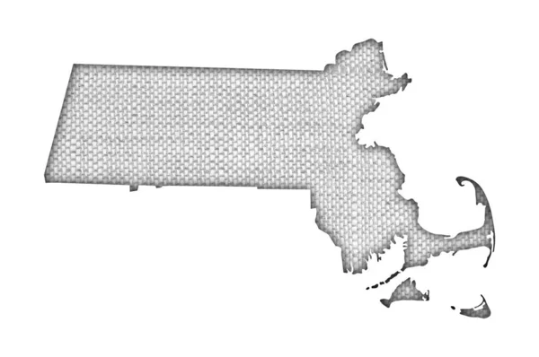 Mappa Del Massachusetts Sulla Vecchia Biancheria — Foto Stock
