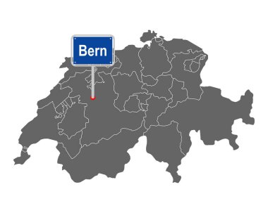Bern işaretli İsviçre haritası