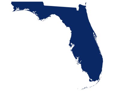 Florida haritası mavi renkte