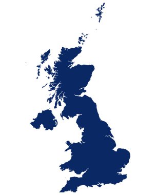 Büyük Britanya haritası mavi renkte