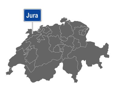 Jura işaretli İsviçre haritası.
