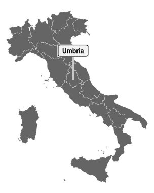 Umbria işaretli İtalya haritası