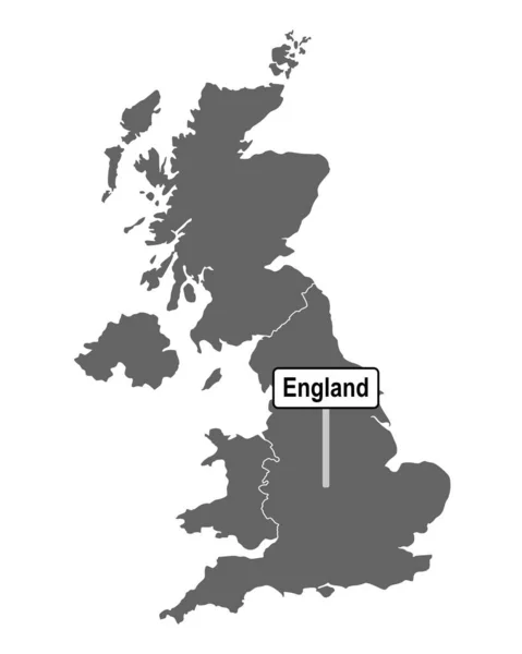 Ngiltere Nin Yol Işaretiyle Büyük Britanya Haritası — Stok Vektör