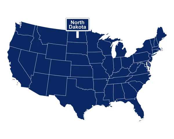 Estado Dakota Norte Com Sinal Estrada — Vetor de Stock