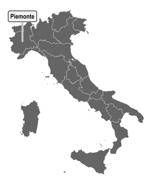 Mapa Italia Con Señal Tráfico Piemonte — Archivo Imágenes Vectoriales