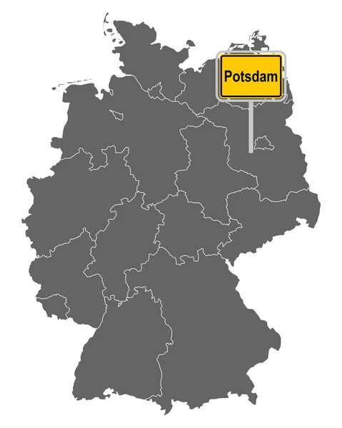 Landkarte Von Deutschland Mit Verkehrszeichen Von Potsdam — Stockvektor