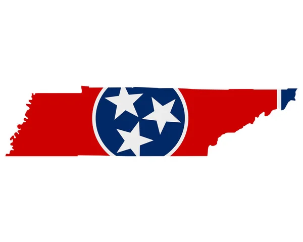 Flagga Kartan Över Tennessee — Stock vektor