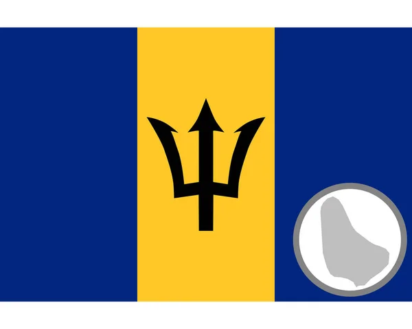 Vlag Kaart Van Barbados — Stockvector