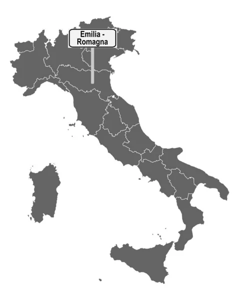 Emilia Romagna Nın Yol Işaretiyle Talya Haritası — Stok Vektör
