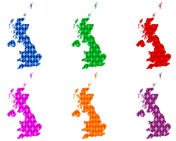 Büyük Britanya Haritaları Renkli Çayırları — Stok Vektör