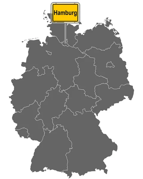 Mapa Alemania Con Señal Tráfico Hamburgo — Archivo Imágenes Vectoriales