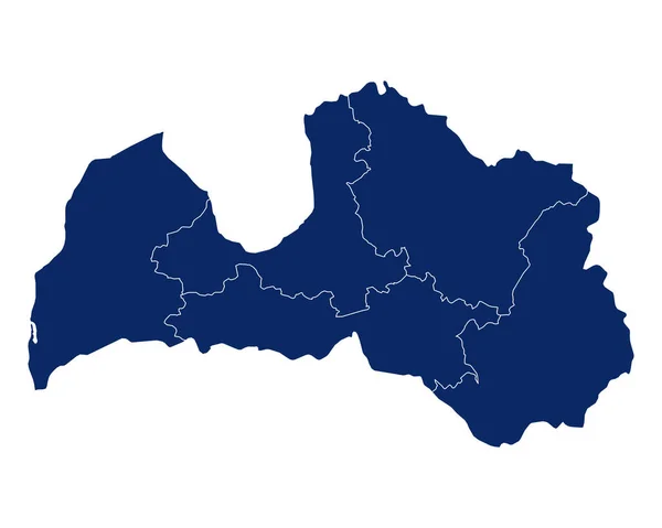 Mappa Della Lettonia Con Regioni Confini — Vettoriale Stock