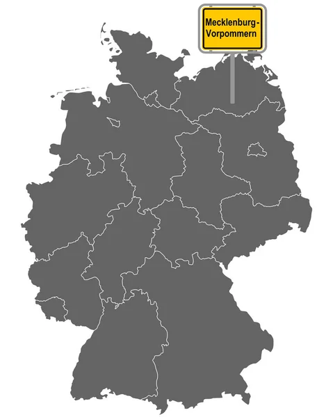 Map Germany Road Sign Mecklenburg Vorpommern — Stock Vector