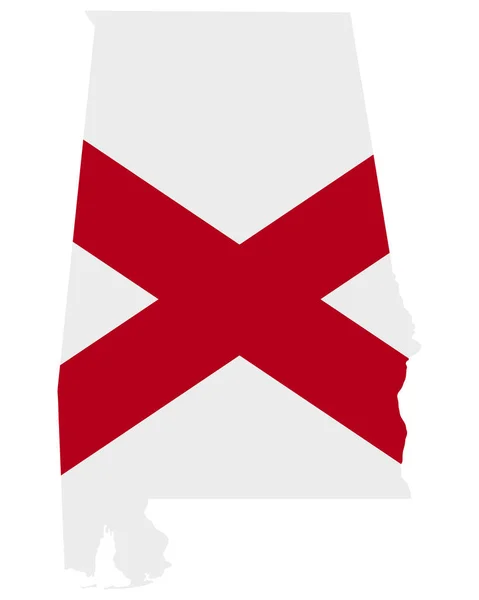 アラバマ州地図の旗 — ストックベクタ