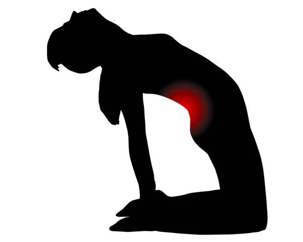 Woman Doing Gymnastics Having Back Pain — Stock Vector