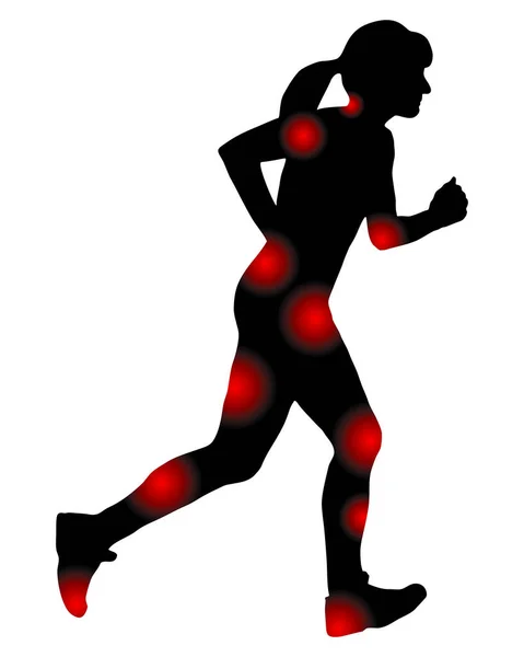 Woman Jogging Pain White — Stock Vector