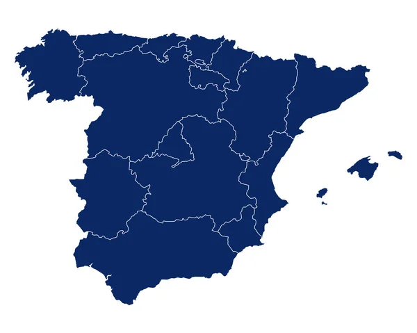 Kaart Van Spanje Met Regio Grenzen — Stockvector