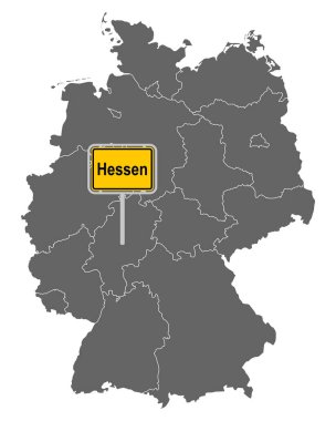 Hesse 'in yol işaretiyle Almanya haritası