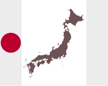Japonya haritası arkaplanda bayrak ile