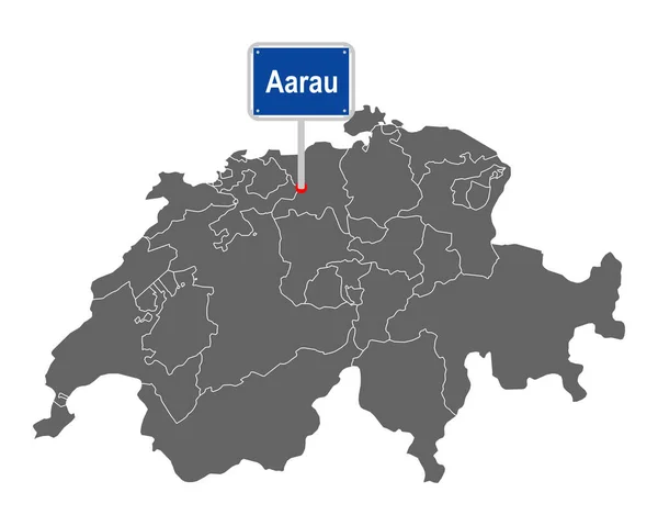 Mapa Švýcarska Značkou Aarau — Stockový vektor