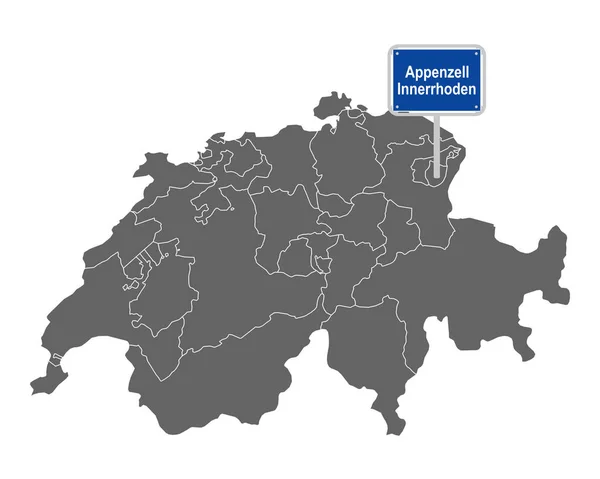 Mapa Švýcarska Značkou Appenzell Innerrhoden — Stockový vektor