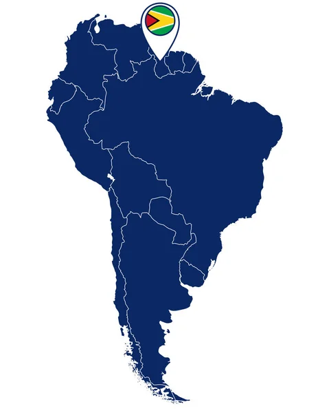 Flag Guyana Location Pin Map South America — Stock Vector