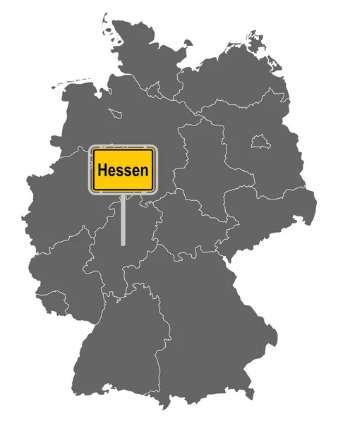 Landkarte Von Deutschland Mit Straßenschild Von Hessen — Stockvektor