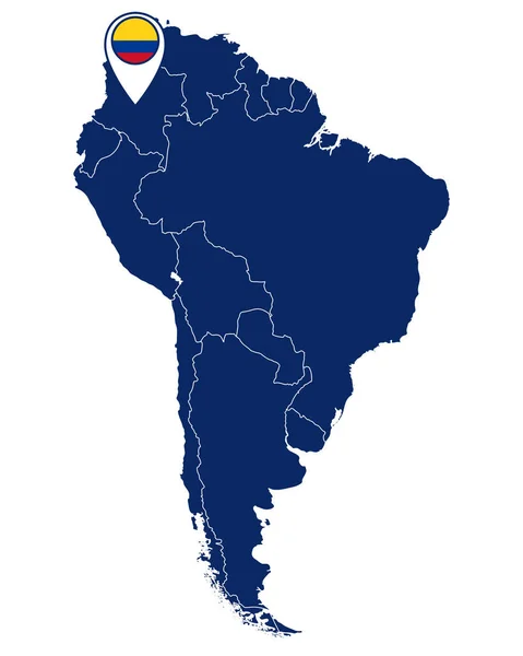 Bandera Colombia Pin Ubicación Mapa América Del Sur — Archivo Imágenes Vectoriales