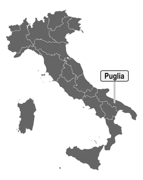 Puglia Işaretli Talya Haritası — Stok Vektör