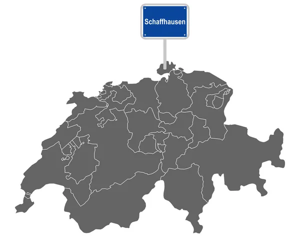 Mapa Švýcarska Značkou Schaffhausen — Stockový vektor