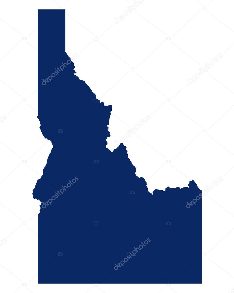 Map of Idaho in blue colour