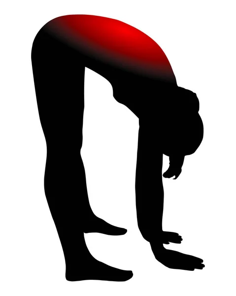 Woman Doing Gymnastics Having Back Pain — Stock Vector