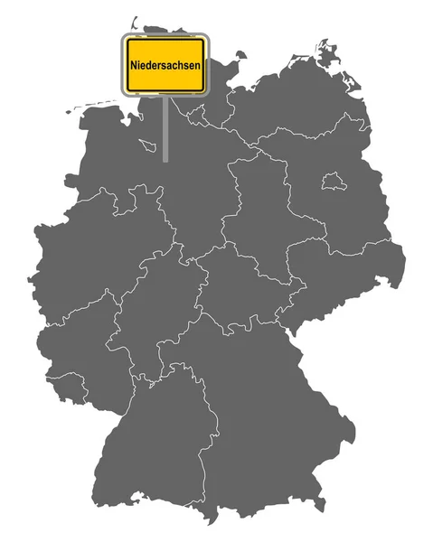 Mapa Alemanha Com Sinal Estrada Baixa Saxônia — Vetor de Stock