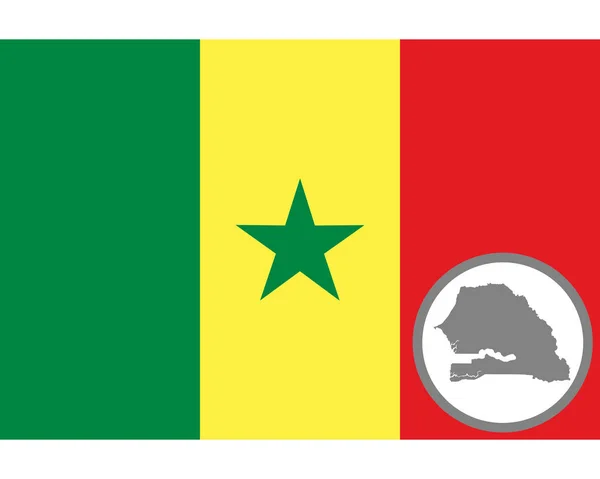 Senegal Bayrağı Haritası — Stok Vektör