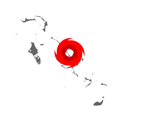 Mappa Delle Bahamas Simbolo Dell Uragano — Vettoriale Stock