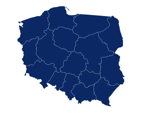 Mapa Polski Regionami Granicami — Wektor stockowy