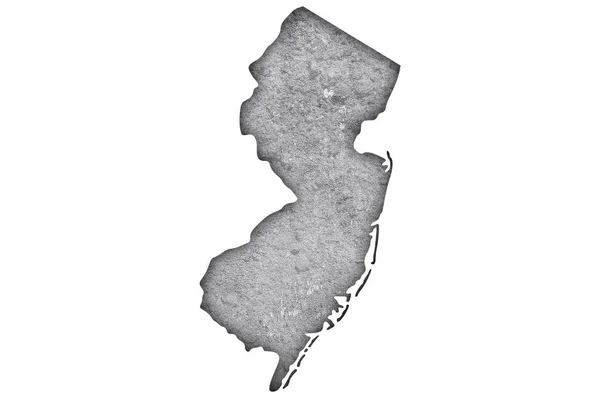 Karte Von New Jersey Auf Verwittertem Beton — Stockfoto