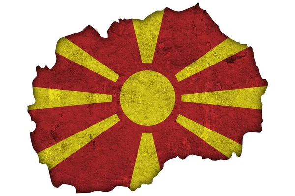 Karte Und Flagge Von Nordmakedonien Auf Verwittertem Beton — Stockfoto
