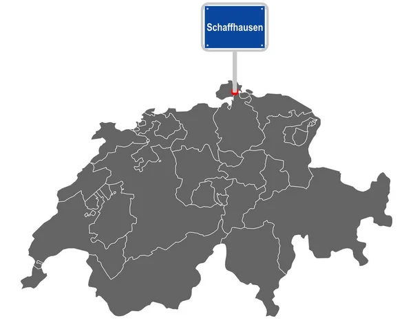 Mapa Švýcarska Značkou Schaffhausen — Stockový vektor