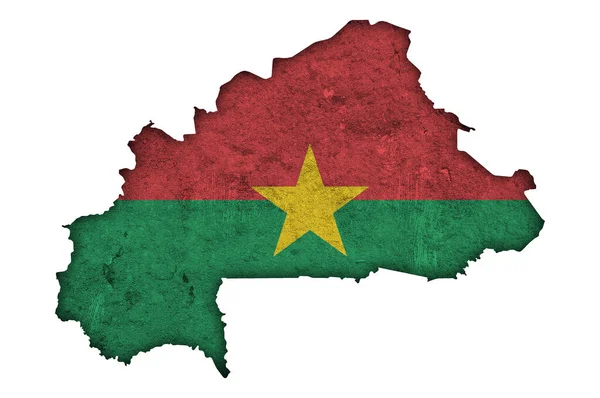 Mapa Bandeira Burkina Faso Sobre Betão Desgastado — Fotografia de Stock