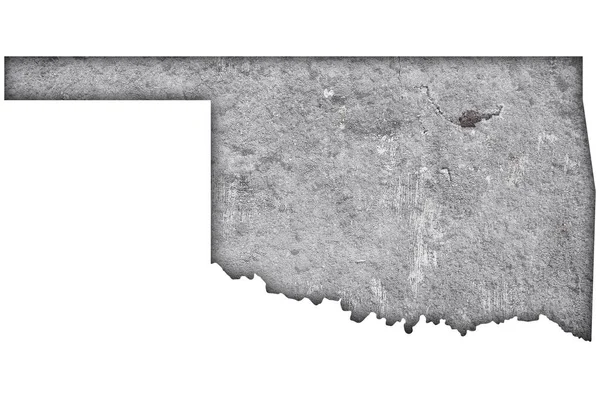 Oklahoma Térképe Időjárási Betonon — Stock Fotó