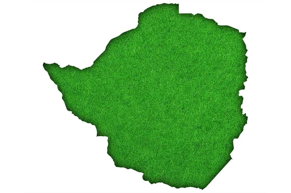 Carte Zimbabwe Sur Feutre Vert — Photo