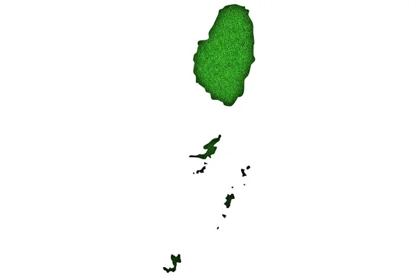 Mapa Saint Vincent Grenadyny Zielonym Filcu — Zdjęcie stockowe