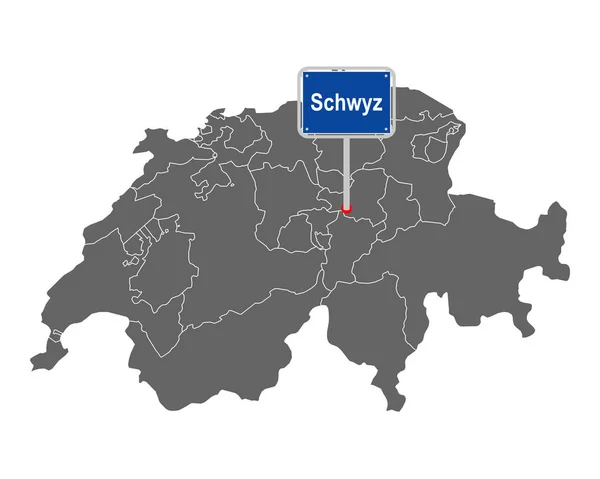 Mapa Švýcarska Značkou Schwyz — Stockový vektor