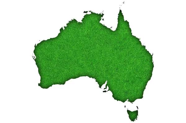 Mapa Australii Zielonym Filcu — Zdjęcie stockowe