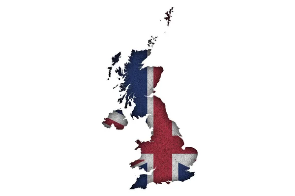 Karta Och Flagga Storbritannien Kände — Stockfoto