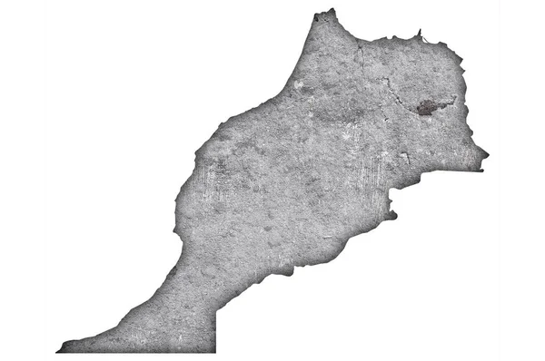 Mapa Marrocos Sobre Betão Desgastado — Fotografia de Stock